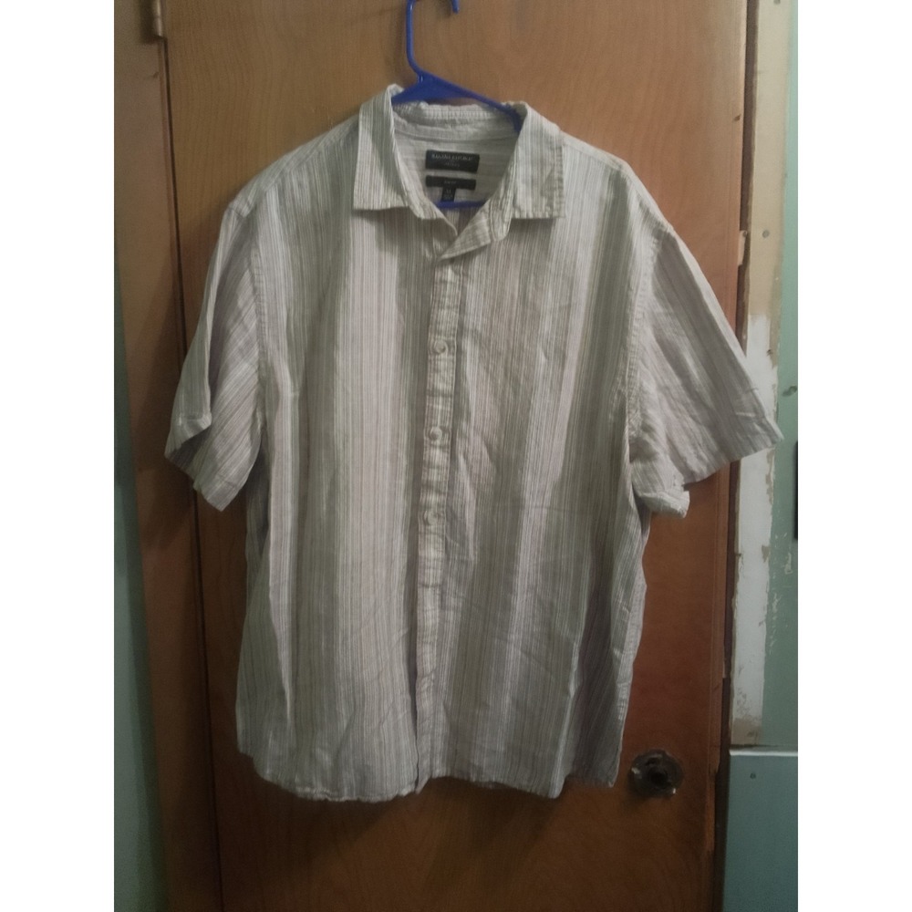 Mens Banana Republic Short Sleeve Slim Fit Button down Collard Shirt‎ Size XL